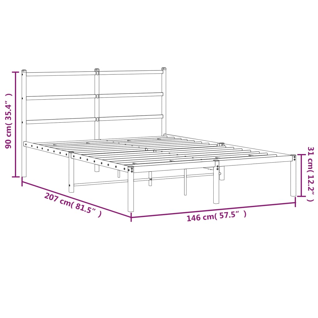 vidaXL Bettgestell mit Kopfteil Metall Weiß 140x200 cm