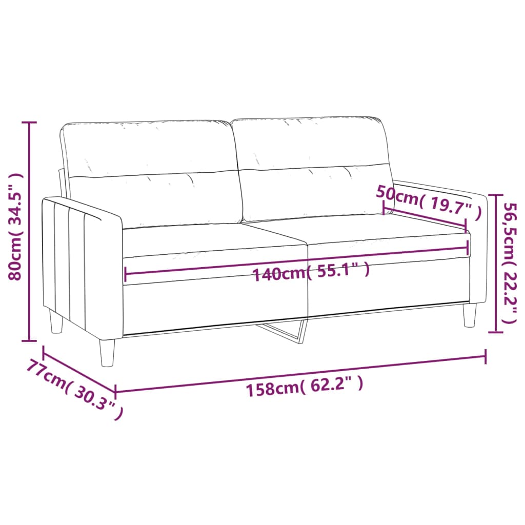 vidaXL 2-Sitzer-Sofa Braun 140 cm Stoff