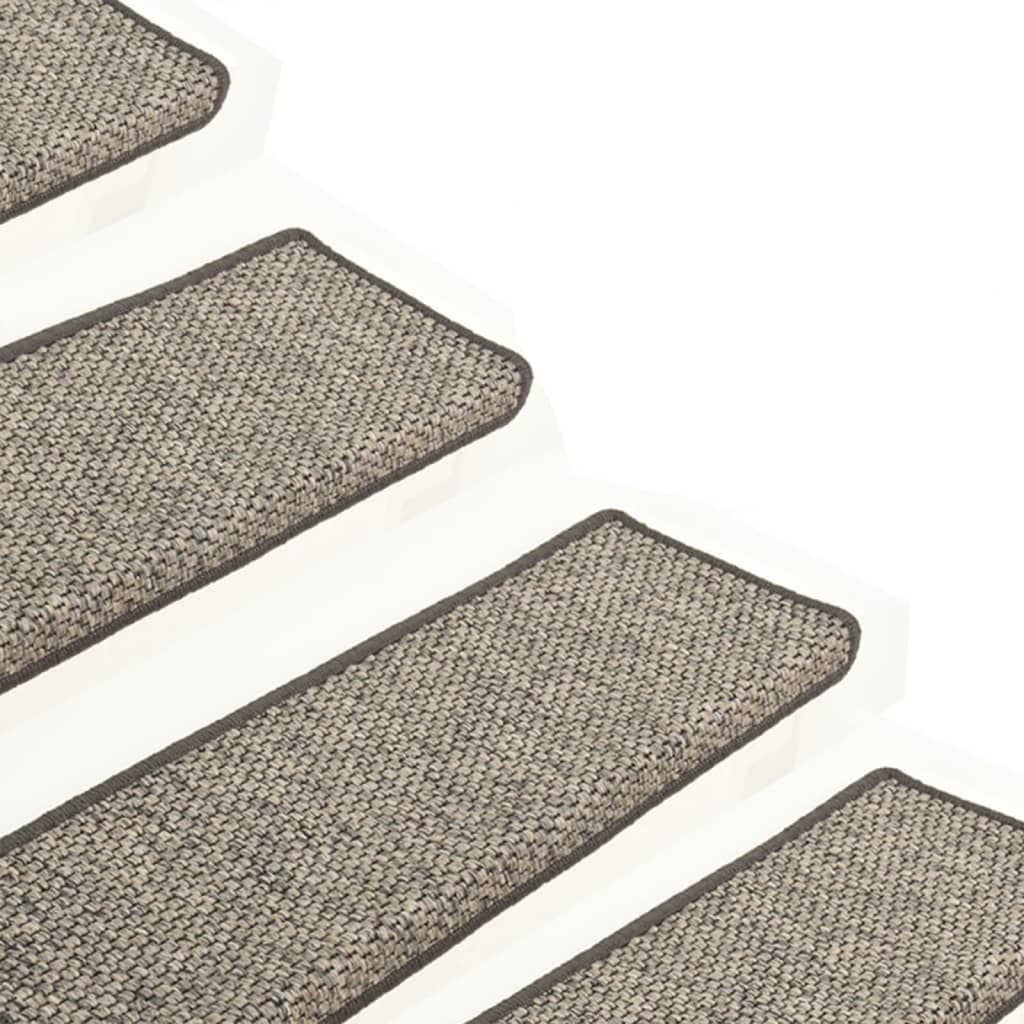 vidaXL Treppenmatten Selbstklebend Sisal 15Stk. 65x21x4cm Grau & Beige