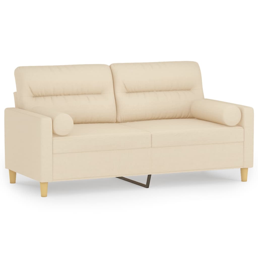 vidaXL 2-Sitzer-Sofa mit Zierkissen Creme 140 cm Stoff