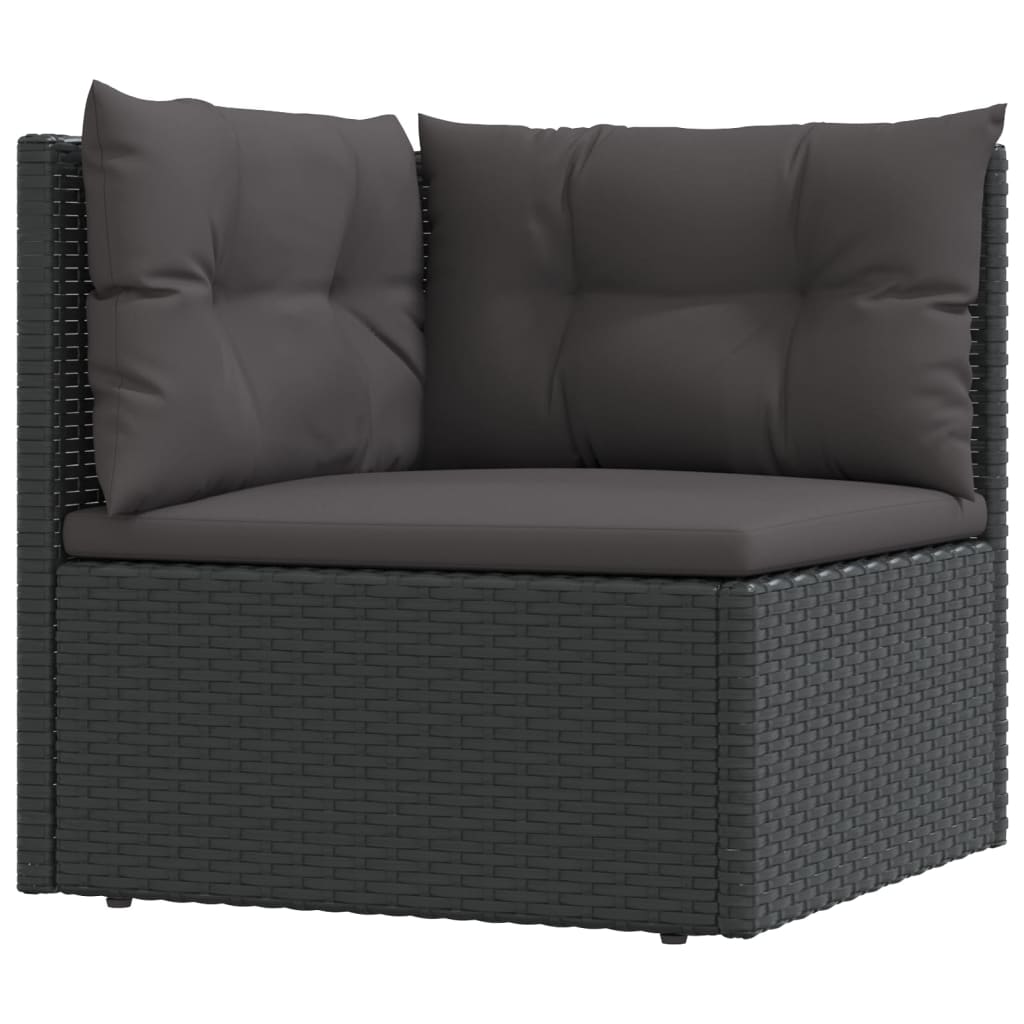 vidaXL 9-tlg. Garten-Lounge-Set mit Kissen Schwarz Poly Rattan