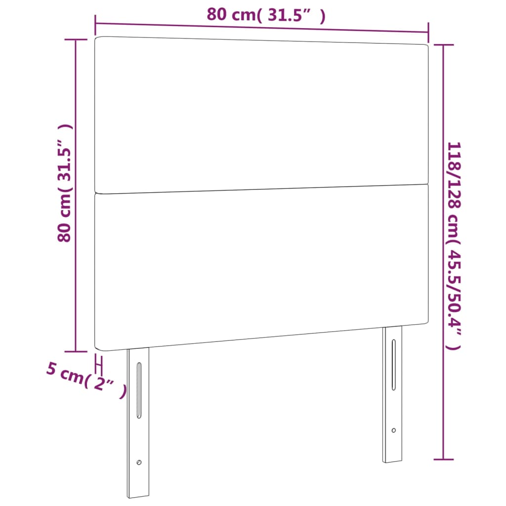 vidaXL LED Kopfteil Dunkelbraun 80x5x118/128 cm Stoff