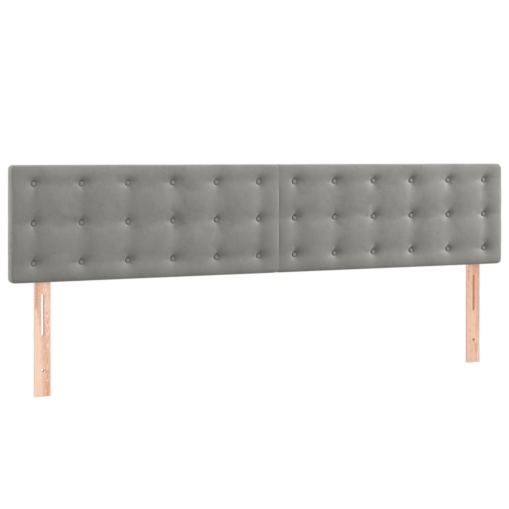 vidaXL Boxspringbett mit Matratze Hellgrau 200x200 cm Samt