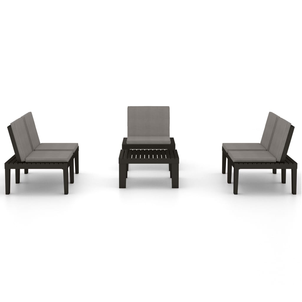 vidaXL 4-tlg. Garten-Lounge-Set mit Kissen Kunststoff Grau