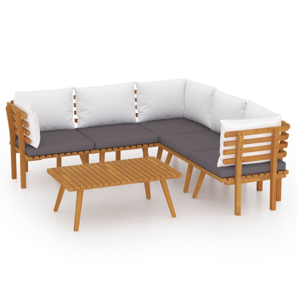 vidaXL 6-tlg. Garten-Lounge-Set mit Kissen Massivholz Akazie