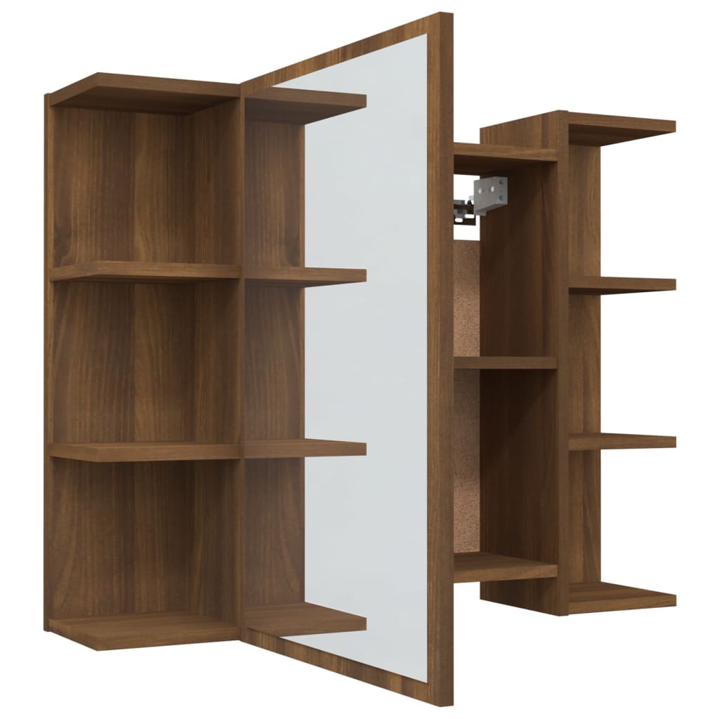 vidaXL Bad-Spiegelschrank Braun Eiche-Optik 80x20,5x64cm Holzwerkstoff