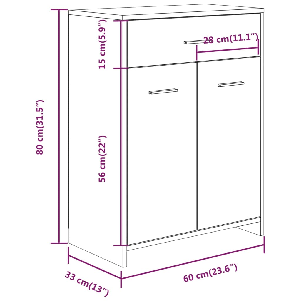 vidaXL Badezimmerschrank Räuchereiche 60x33x80 cm Holzwerkstoff