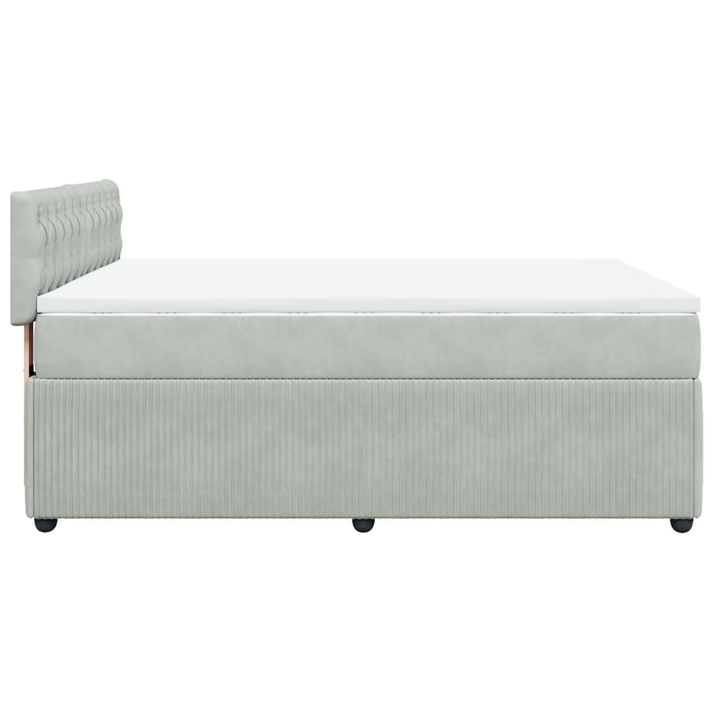 vidaXL Boxspringbett mit Matratze Hellgrau 140x200 cm Samt