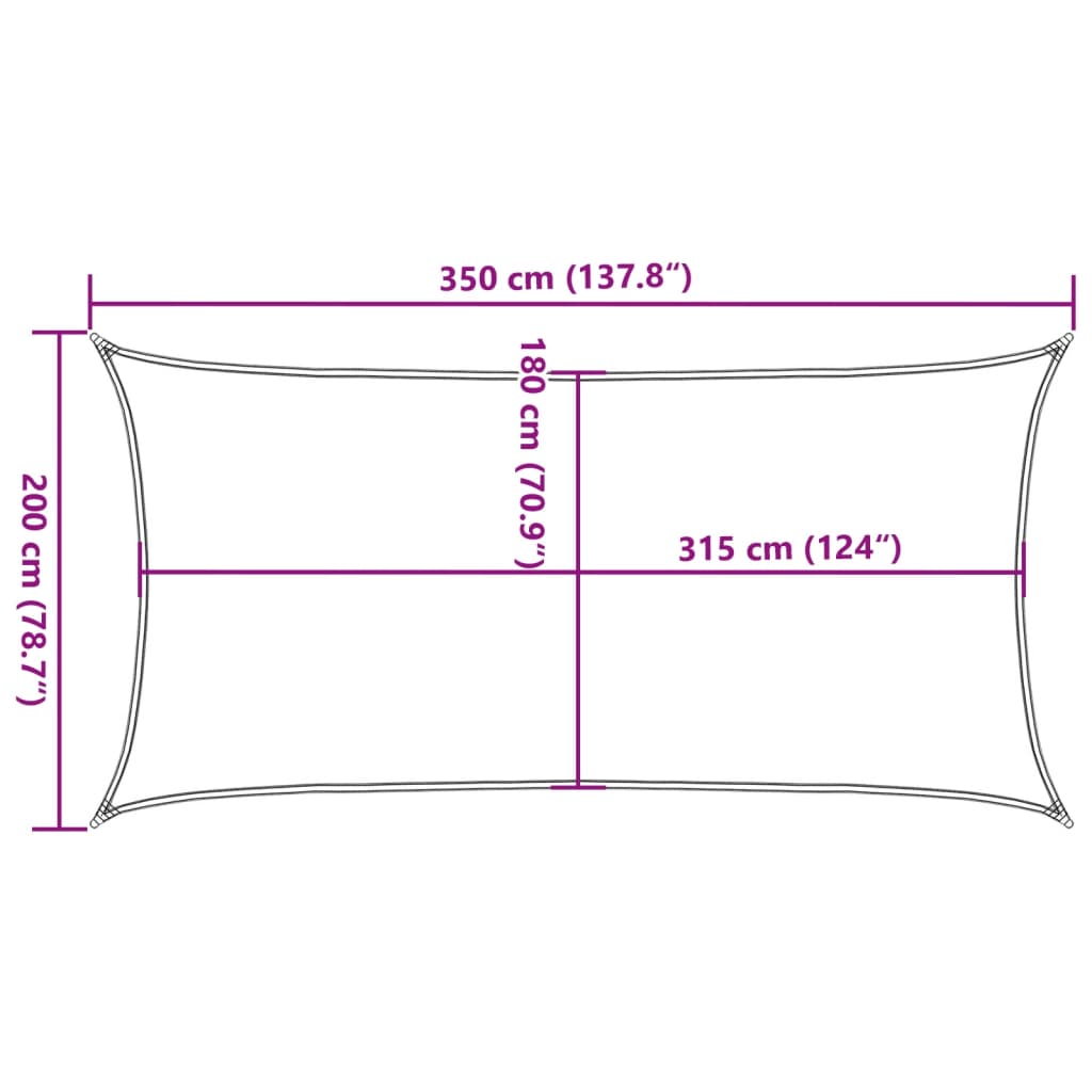 vidaXL Sonnensegel 160 g/m² Schwarz 2x3,5 m HDPE