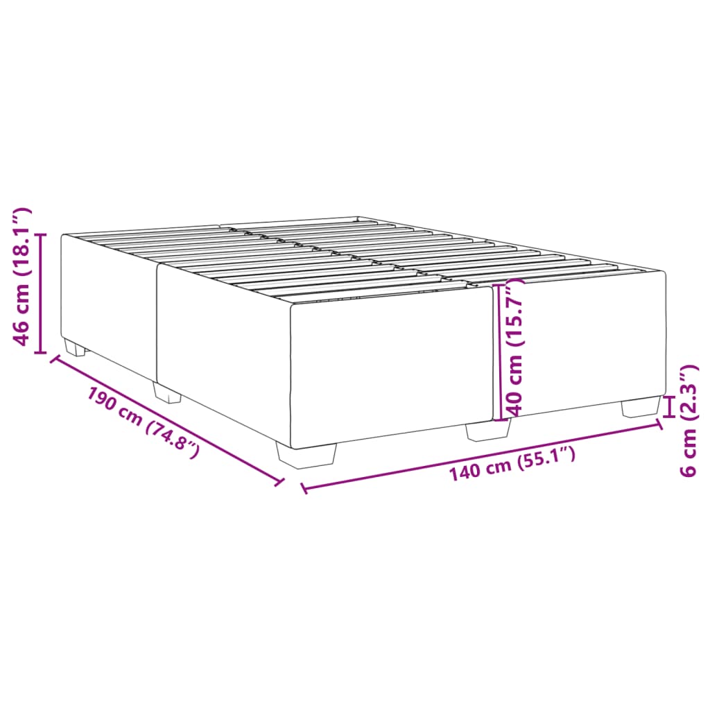 vidaXL Bettgestell ohne Matratze Schwarz 140x190 cm Samt