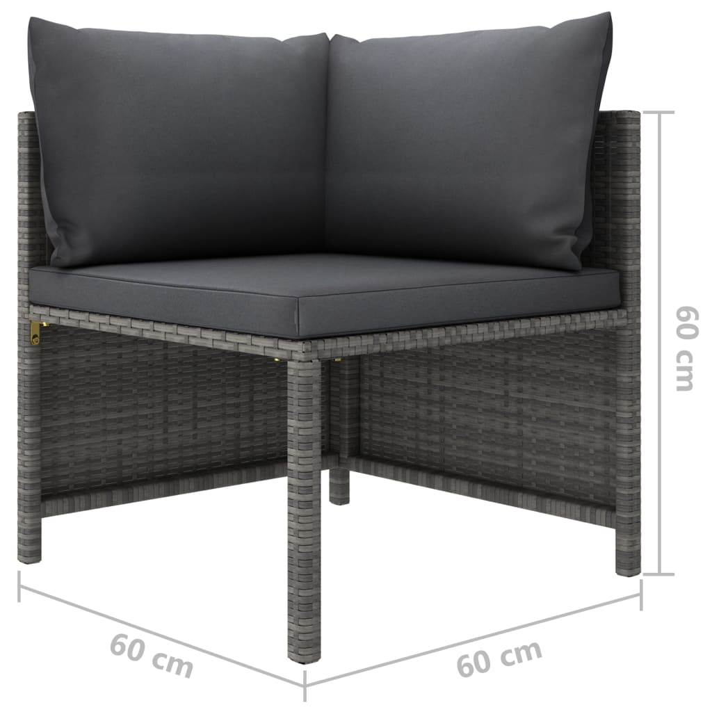 vidaXL 11-tlg. Garten-Lounge-Set mit Kissen Poly Rattan Grau