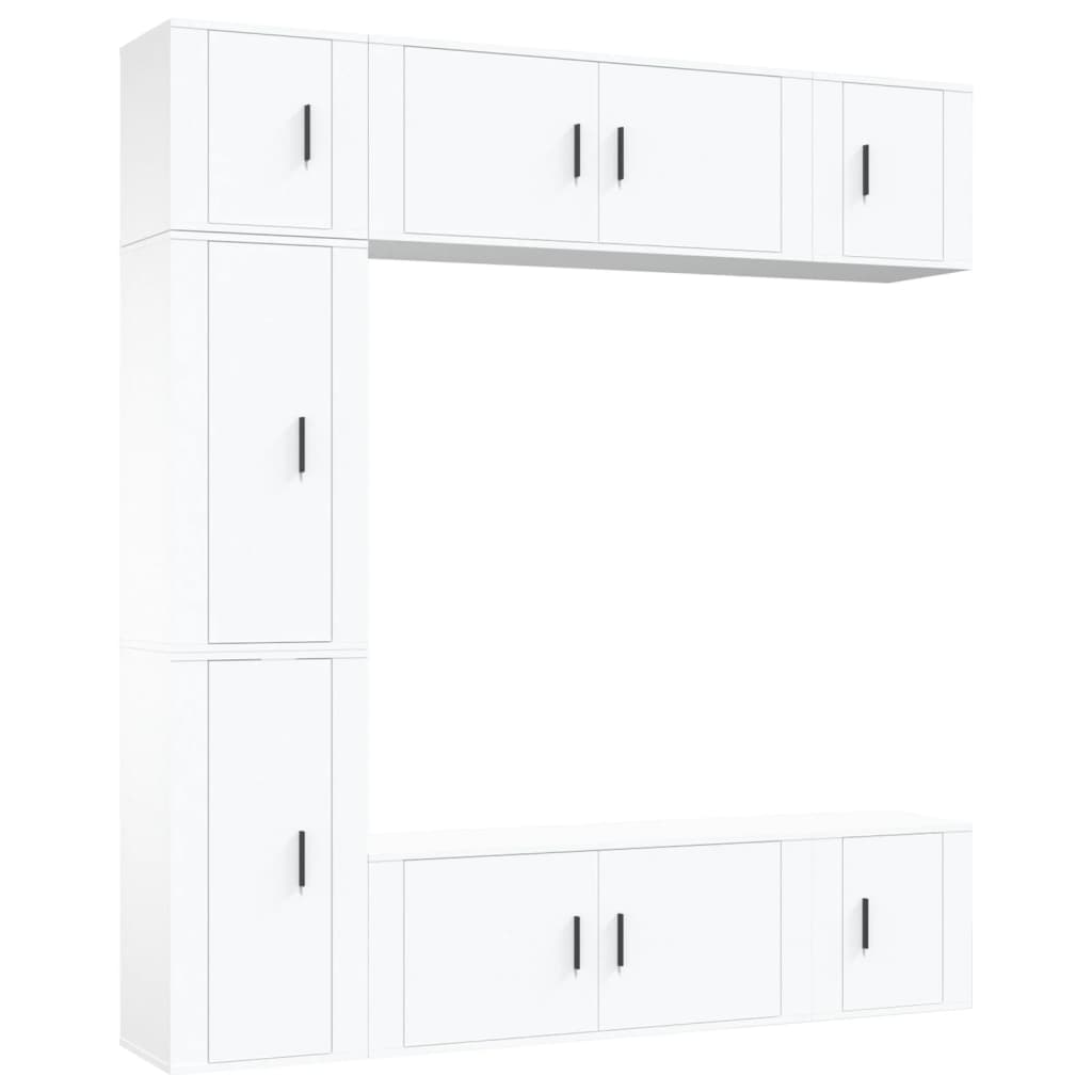 vidaXL 7-tlg. TV-Schrank-Set Weiß Holzwerkstoff