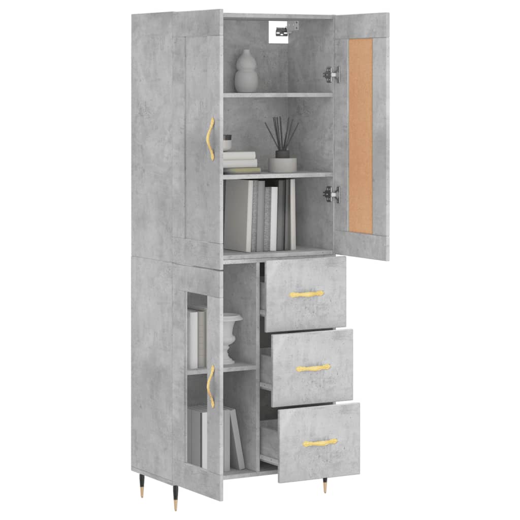 vidaXL Highboard Betongrau 69,5x34x180 cm Holzwerkstoff