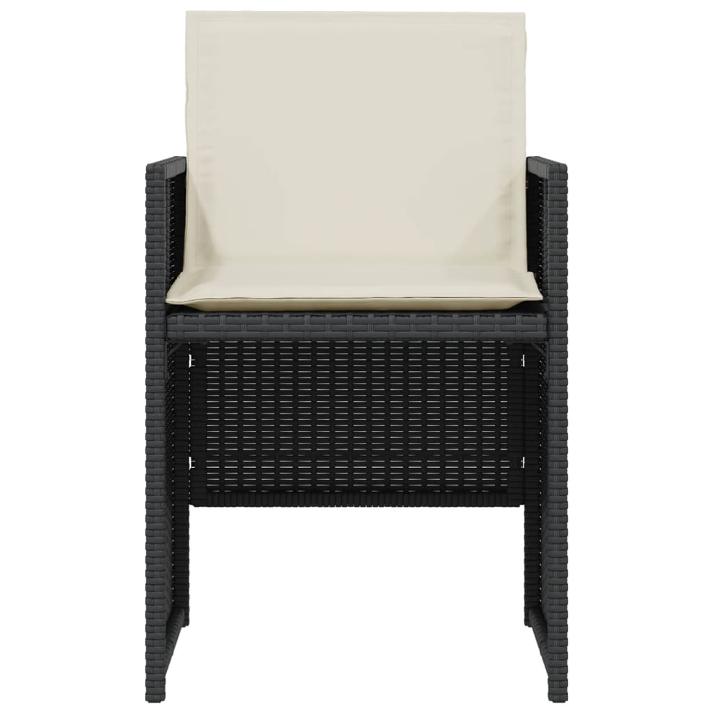 vidaXL 3-tlg. Bistro-Set mit Kissen Schwarz Poly Rattan