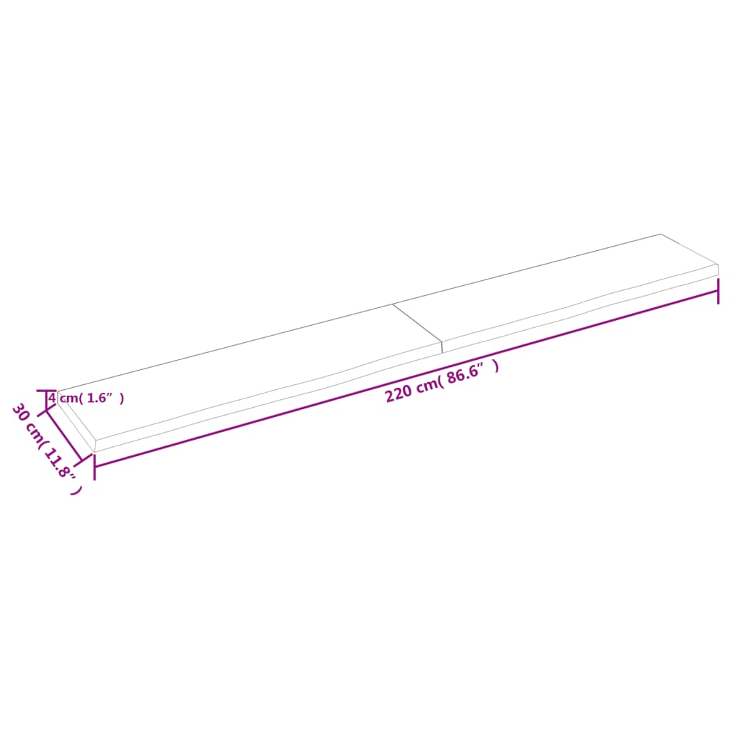 vidaXL Waschtischplatte Dunkelbraun 220x30x(2-4)cm Massivholz