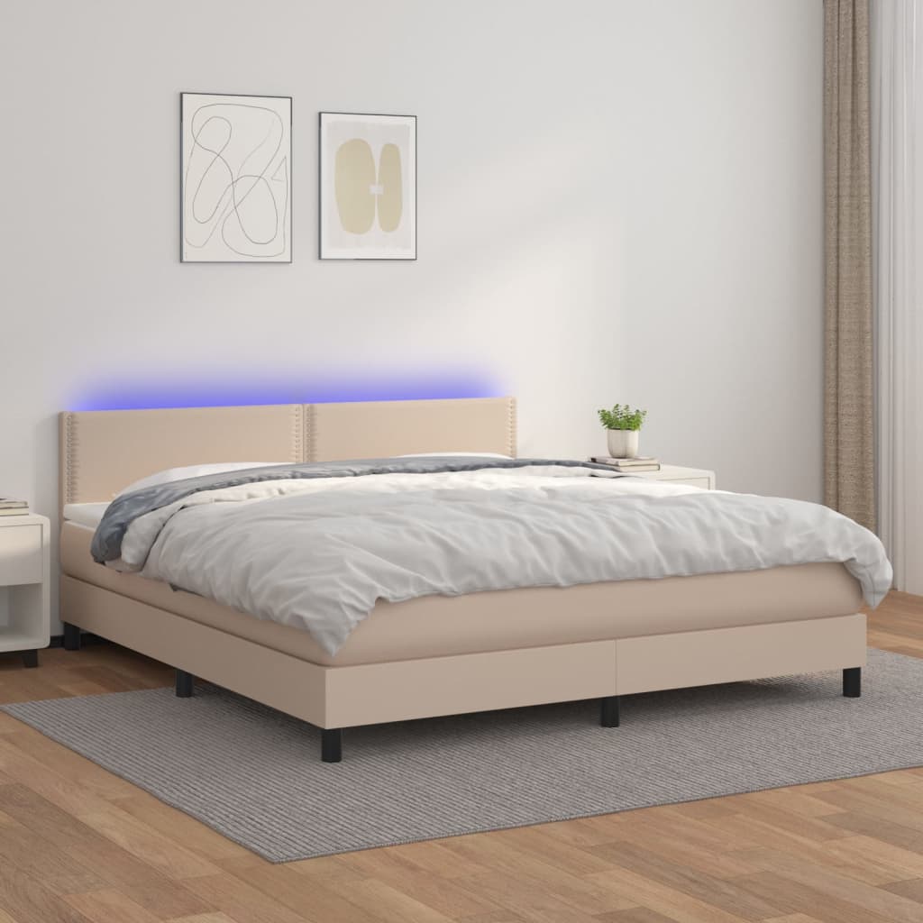 vidaXL Boxspringbett mit Matratze & LED Cappuccino-Braun 180x200cm