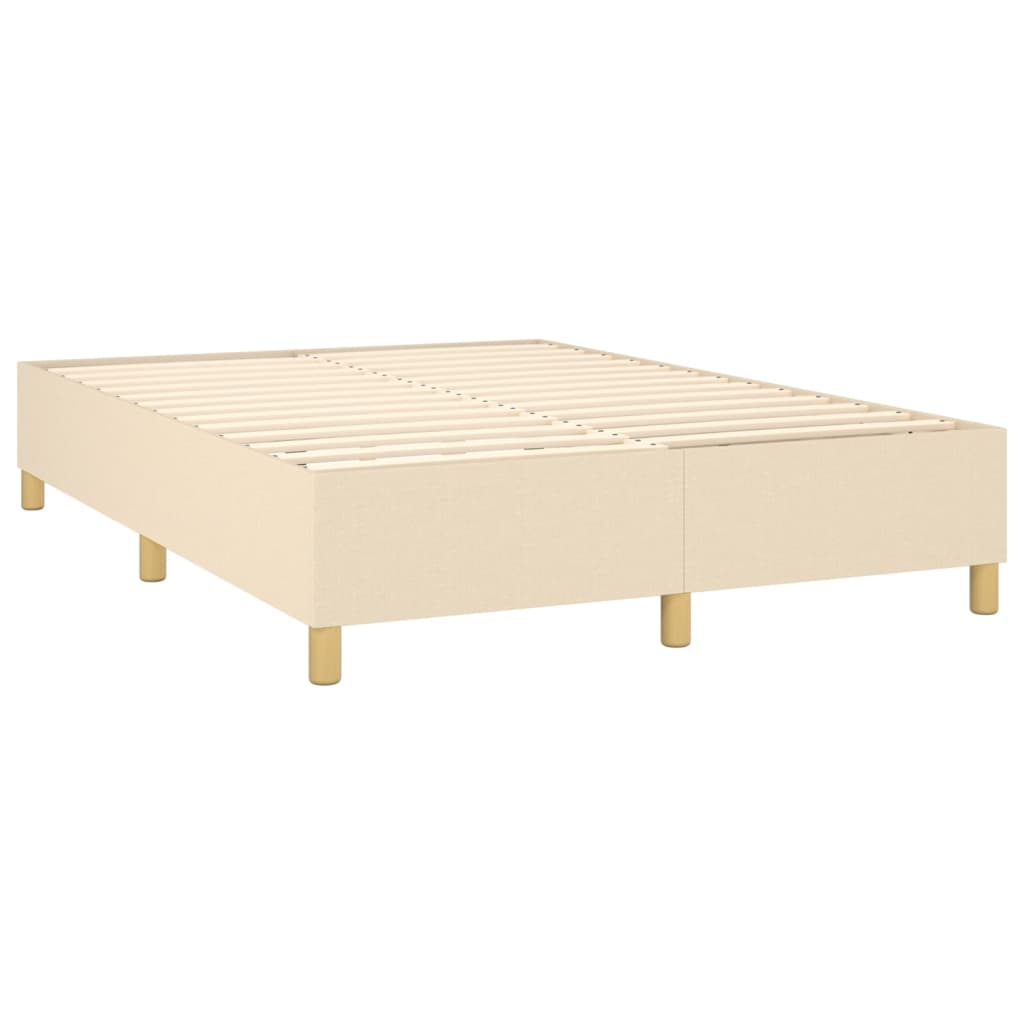 vidaXL Boxspringbett mit Matratze & LED Creme 140x190 cm Stoff