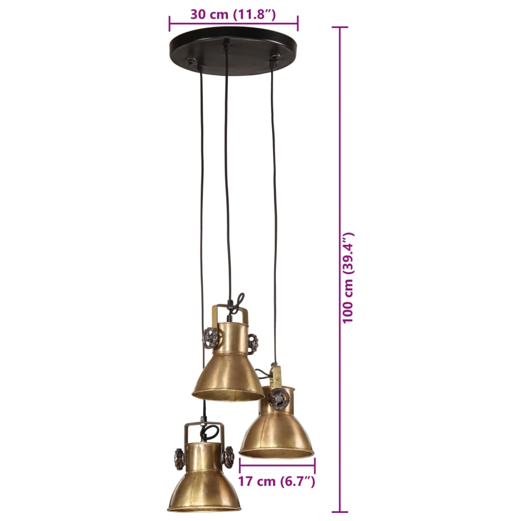 vidaXL Hängelampe 25 W Antik-Messing 30x30x100 cm E27