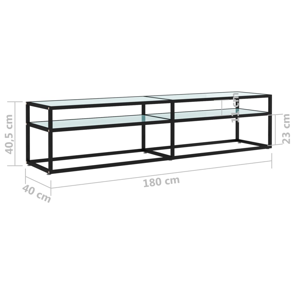 vidaXL TV-Schrank Weiß Marmor-Optik 180x40x40,5 cm Hartglas