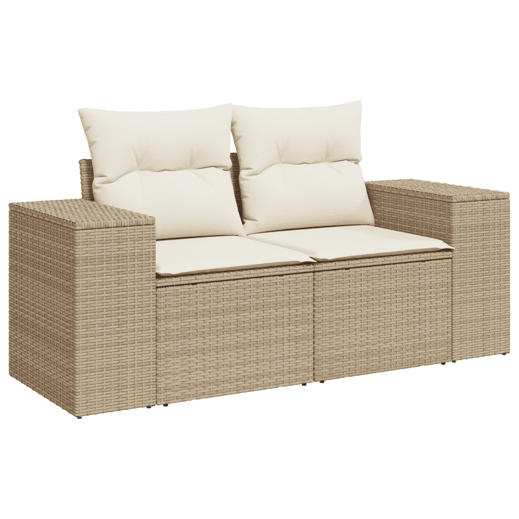 vidaXL 4-tlg. Garten-Sofagarnitur mit Kissen Beige Poly Rattan