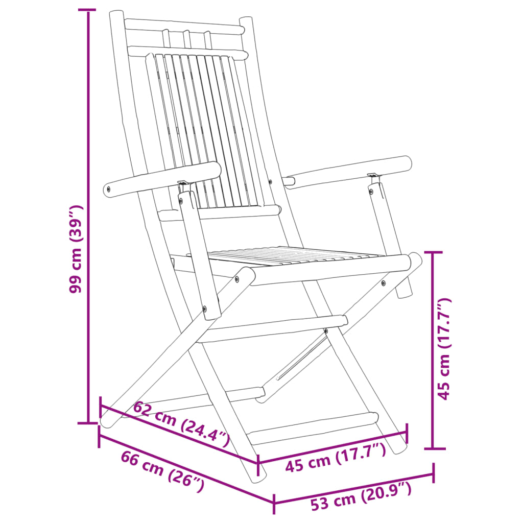 vidaXL Gartenstühle 6 Stk. Klappbar 53x66x99 cm Bambus