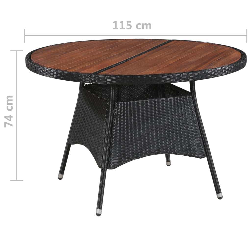 vidaXL Gartentisch 115x74 cm Poly Rattan und Massivholz Akazie