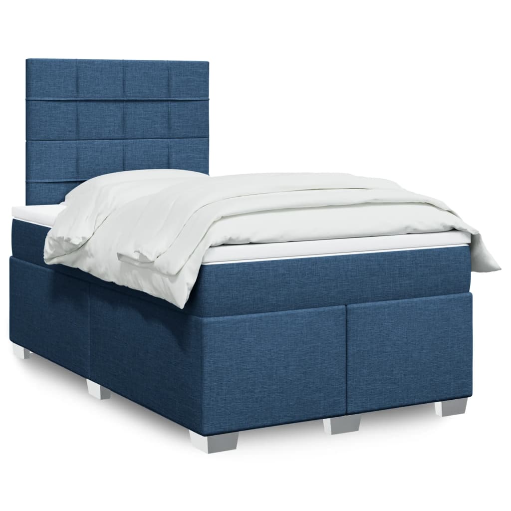 vidaXL Boxspringbett mit Matratze Blau 120x200 cm Stoff