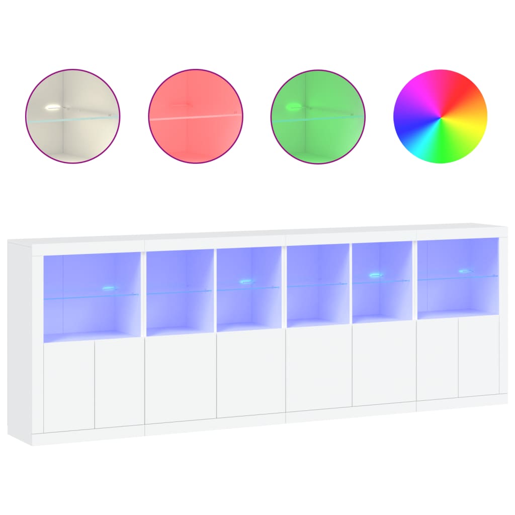 vidaXL Sideboard mit LED-Leuchten Weiß 283x37x100 cm