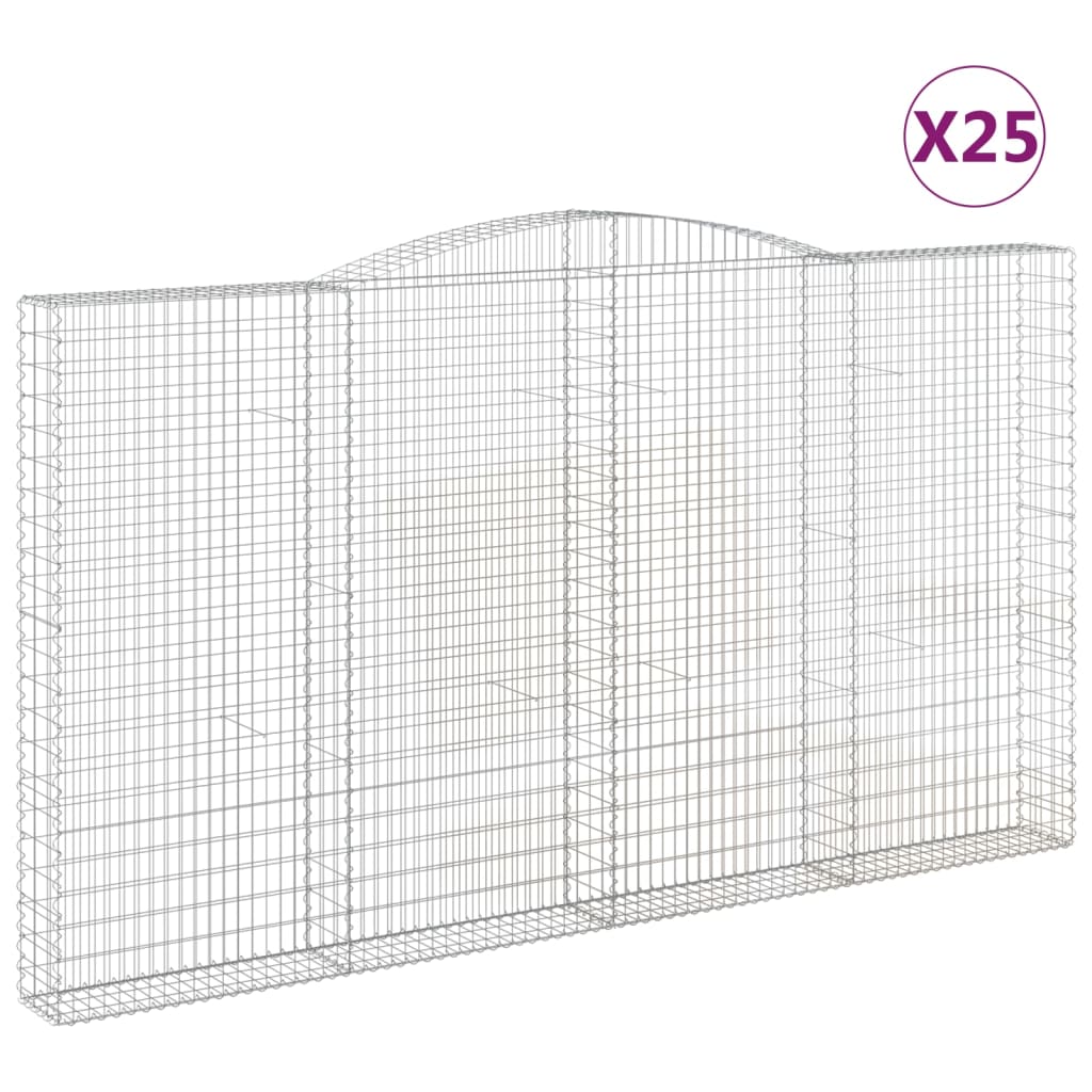 vidaXL Gabionen mit Hochbogen 25Stk. 400x30x220/240cm Verzinktes Eisen