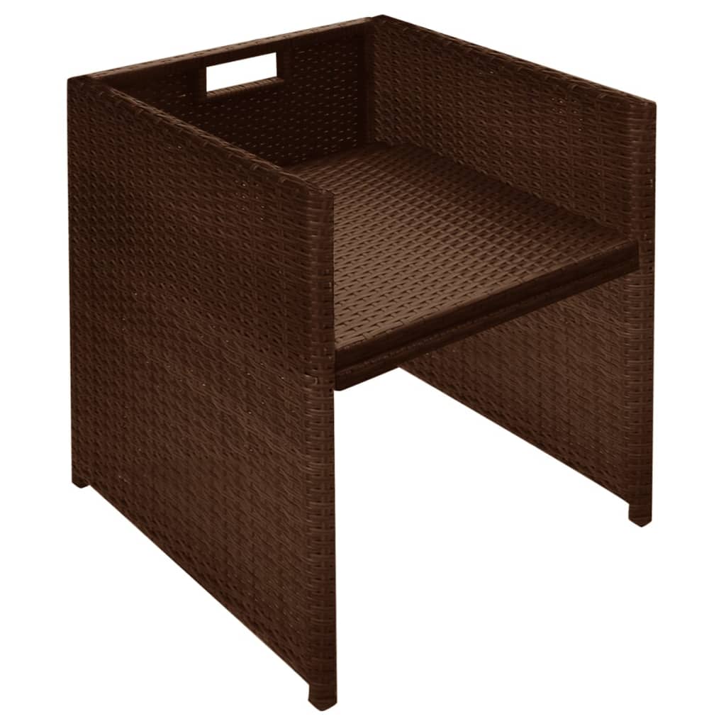 vidaXL 3-tlg. Bistro-Set mit Kissen Poly Rattan Braun