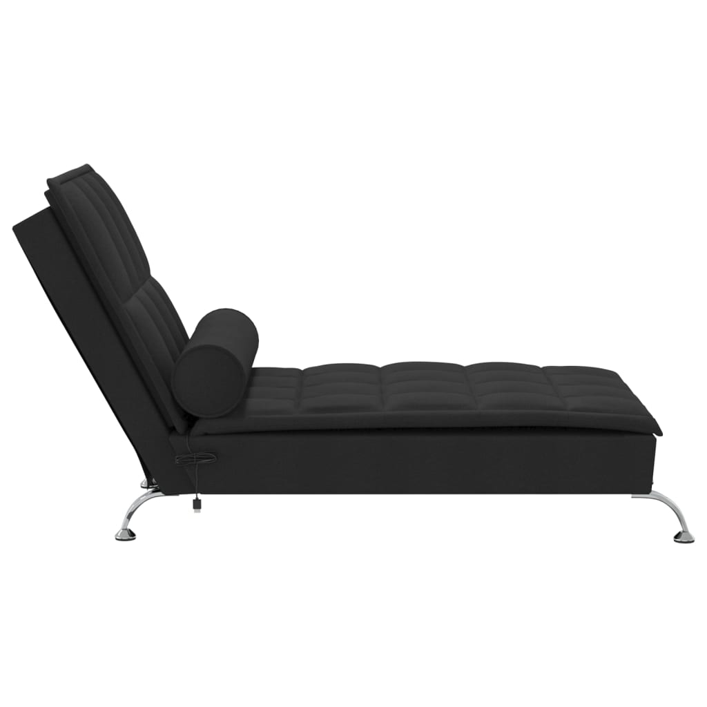 vidaXL Massage-Chaiselongue mit Nackenrolle Schwarz Stoff