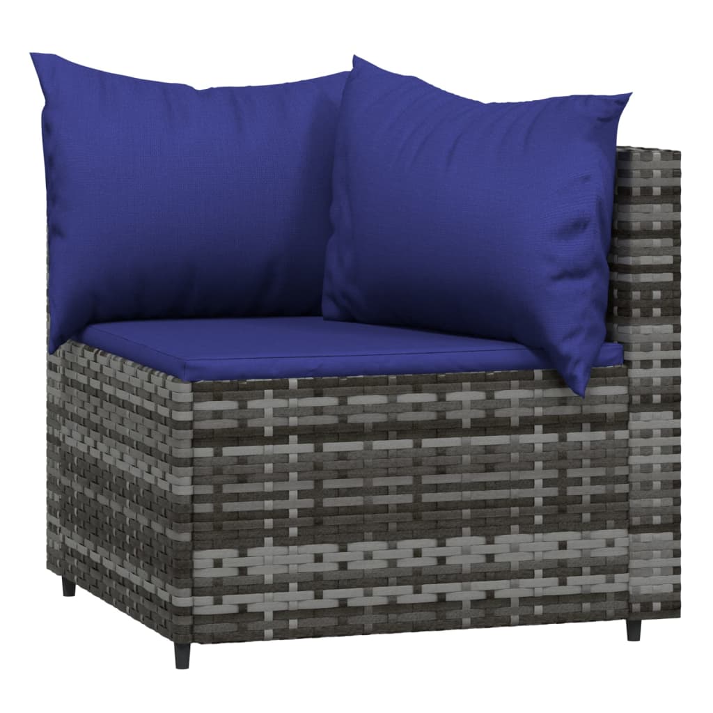 vidaXL Garten-Ecksofas mit Kissen 2 Stk. Grau Poly Rattan