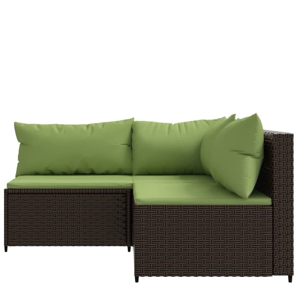 vidaXL 3-tlg. Garten-Lounge-Set mit Kissen Braun Poly Rattan