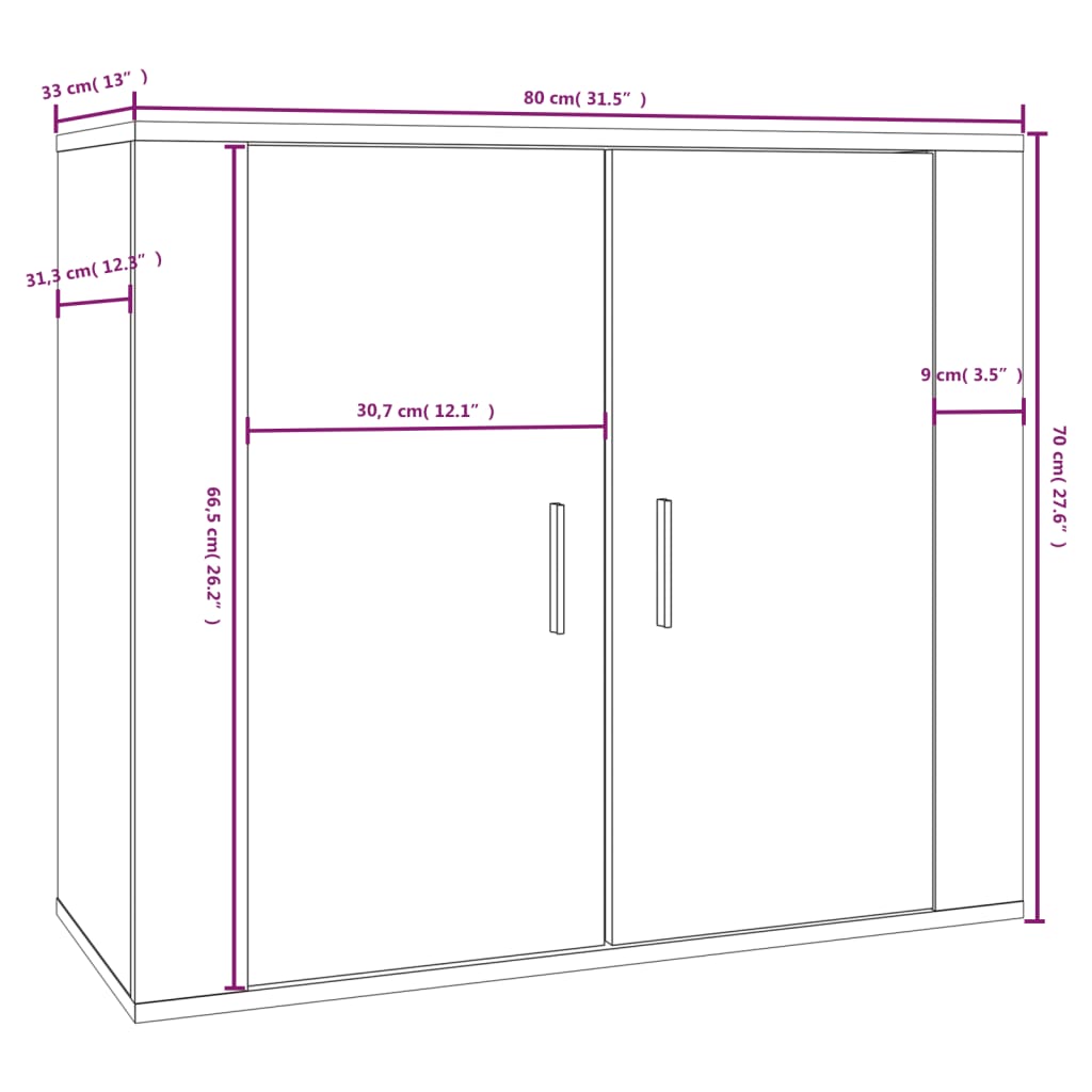 vidaXL Sideboard Räuchereiche 80x33x70 cm Holzwerkstoff