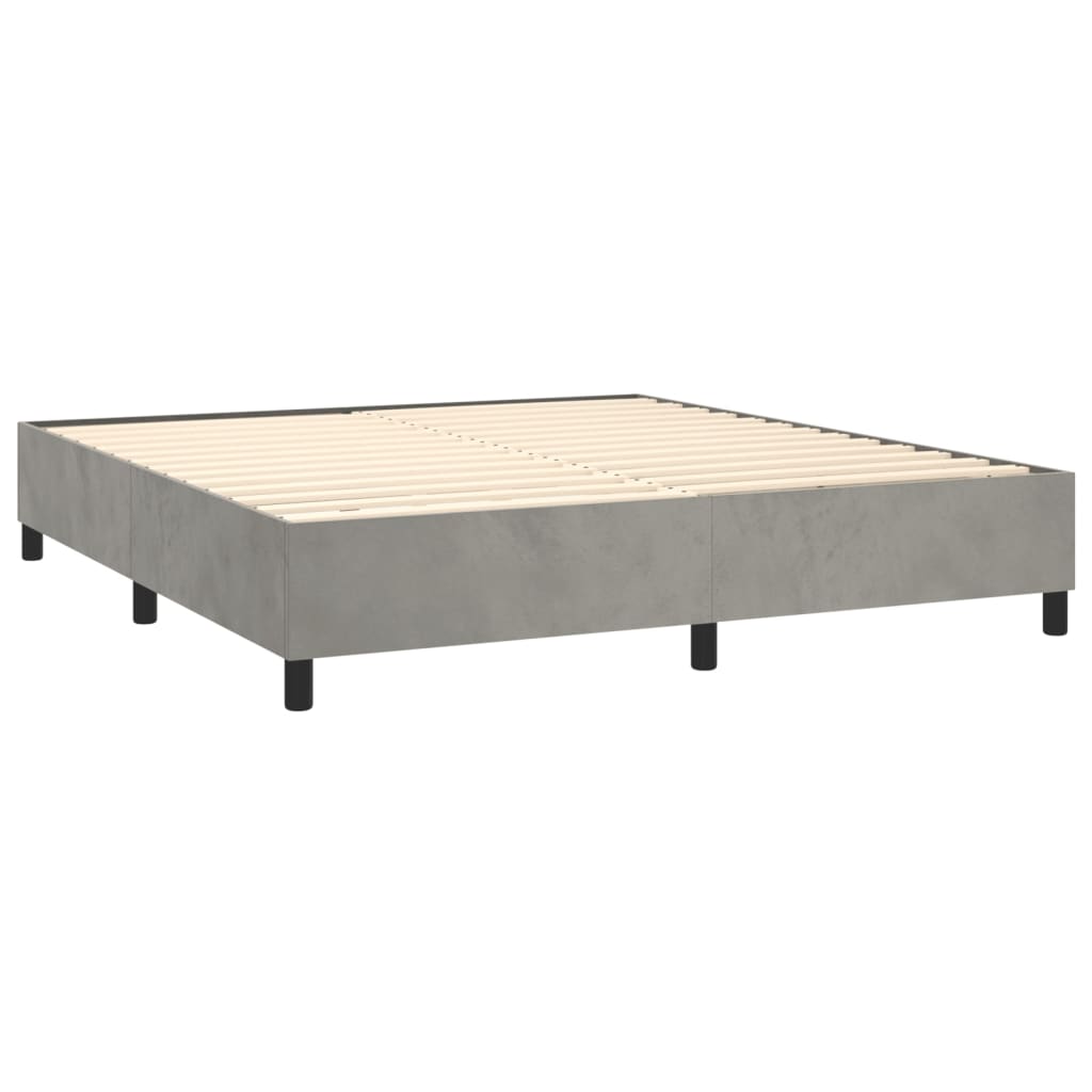 vidaXL Boxspringbett mit Matratze Hellgrau 180x200 cm Samt