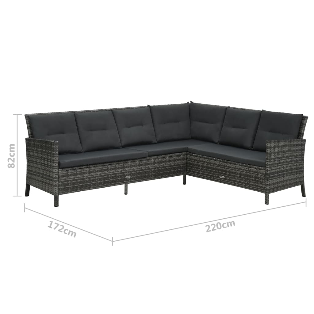 vidaXL 4-tlg. Garten-Lounge-Set mit Kissen Poly Rattan Grau