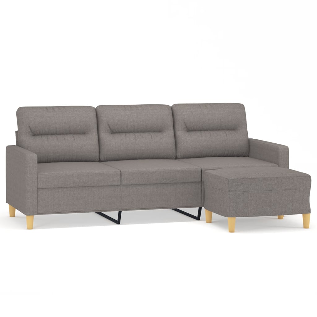 vidaXL 3-Sitzer-Sofa mit Hocker Taupe 180 cm Stoff