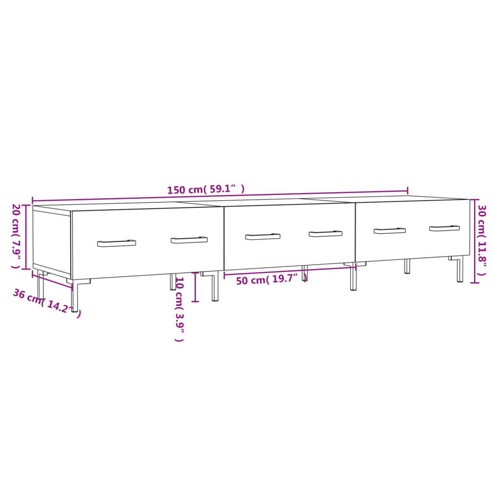 vidaXL TV-Schrank Braun Eichen-Optik 150x36x30 cm Holzwerkstoff