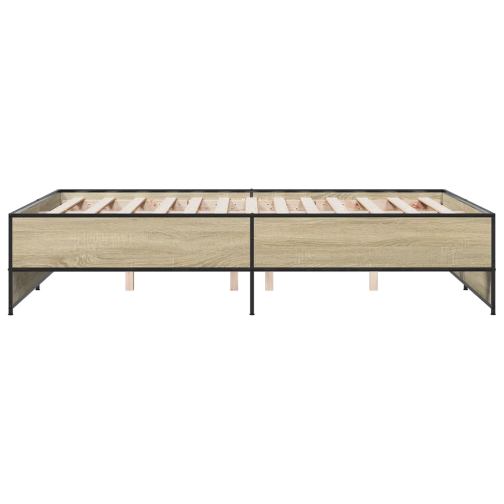 vidaXL Bettgestell Sonoma-Eiche 140x190 cm Holzwerkstoff und Metall