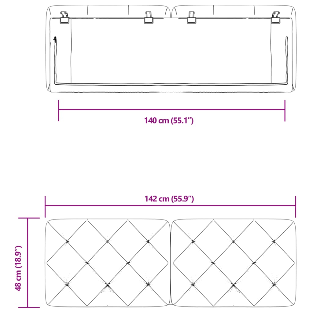 vidaXL Kopfteil-Kissen Dunkelgrau 140 cm Samt