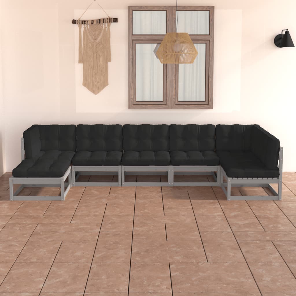 vidaXL 7-tlg. Garten-Lounge-Set mit Kissen Massivholz Kiefer