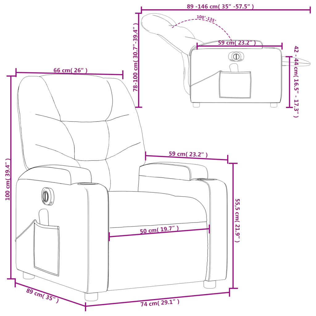 vidaXL Massagesessel Elektrisch Cappuccino-Braun Kunstleder