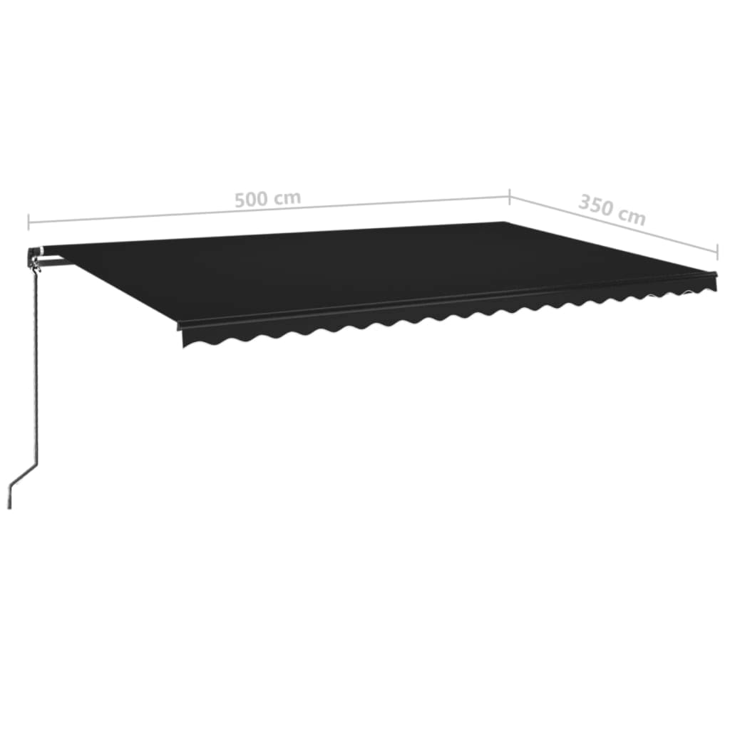 vidaXL Markise Manuell Einziehbar mit LED 500x350 cm Anthrazit