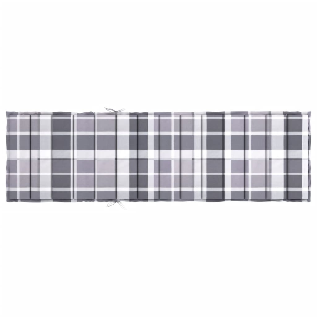 vidaXL Sonnenliegen-Auflage Grau Karomuster 200x60x3 cm Oxford-Gewebe