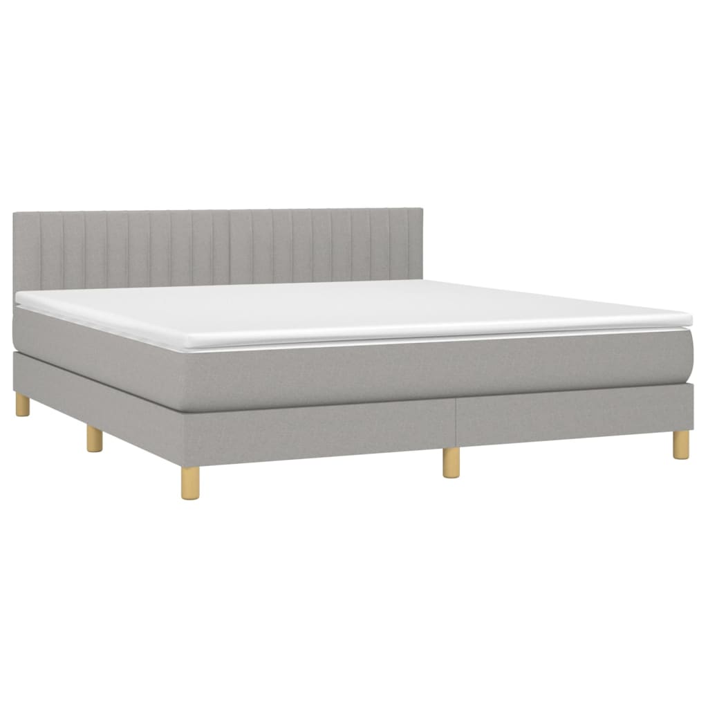 vidaXL Boxspringbett mit Matratze Hellgrau 180x200 cm Stoff