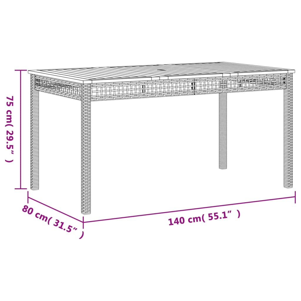 vidaXL 5-tlg. Garten-Essgruppe mit Kissen Beige Poly Rattan