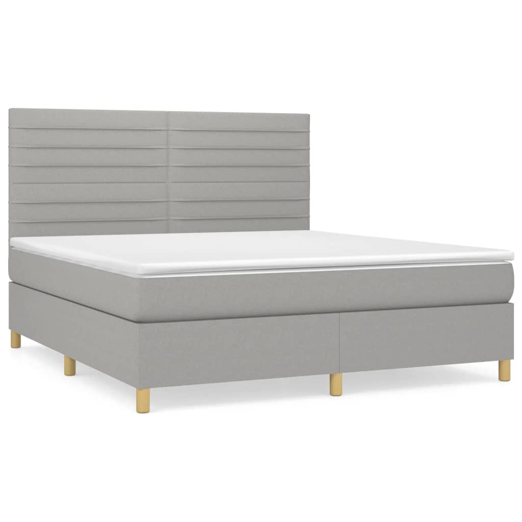 vidaXL Boxspringbett mit Matratze Hellgrau 180x200 cm Stoff