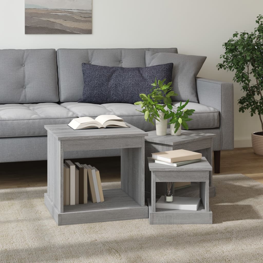 vidaXL Couchtische 3 Stk. Grau Sonoma Holzwerkstoff