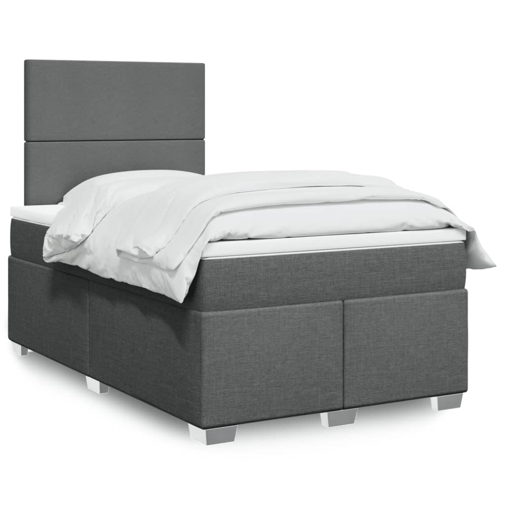 vidaXL Boxspringbett mit Matratze Dunkelgrau 120x190 cm Stoff