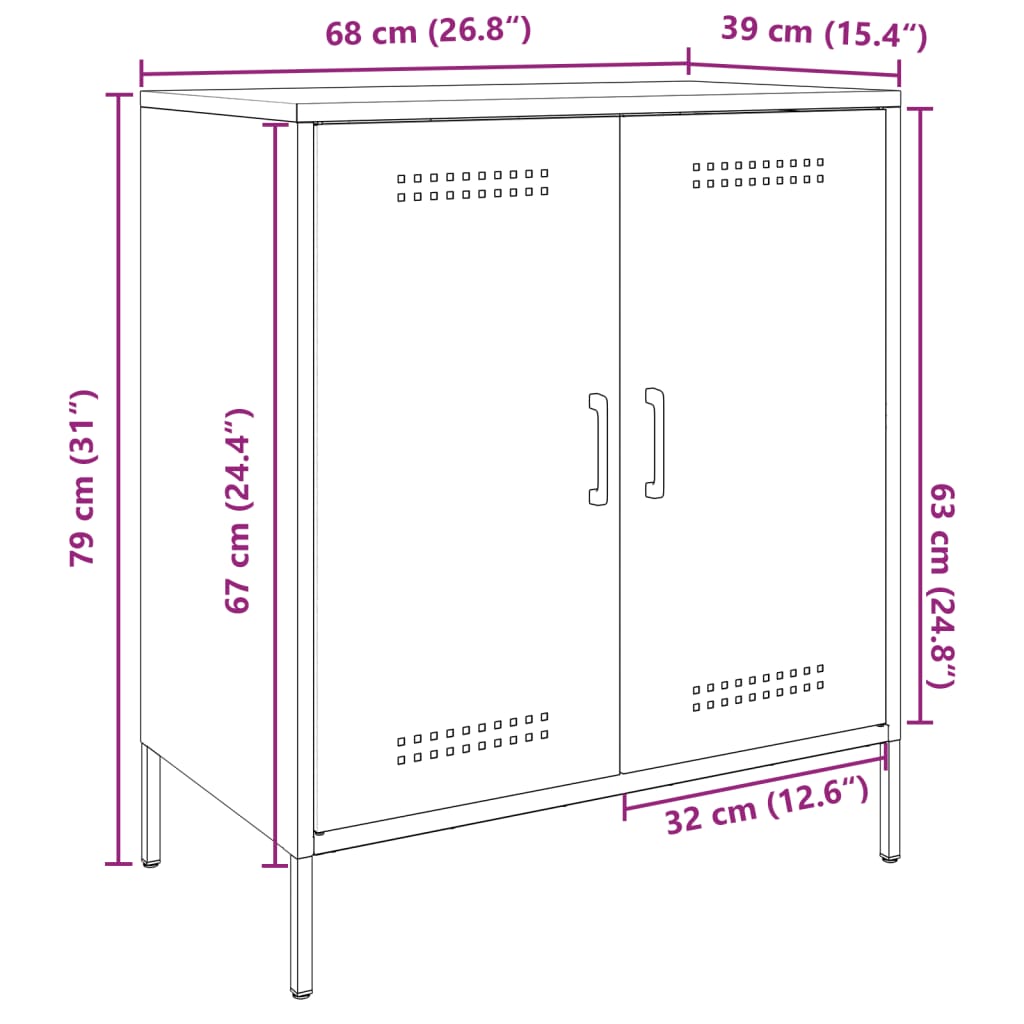 vidaXL Sideboard Senfgelb 68x39x79 cm Stahl